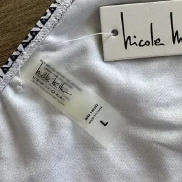 NWT Nicole Miller High-Waisted Bikini Bottom Geometric Print Size L - Picture 3 of 16